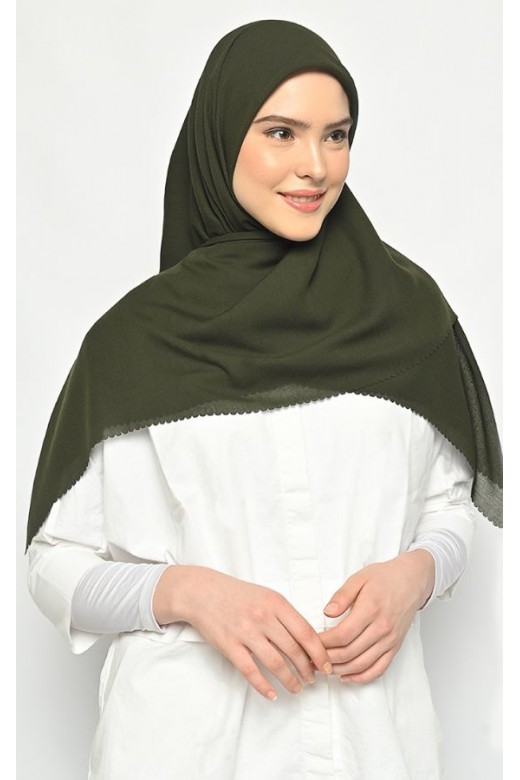 Hijab Segi 4 Voal Gucci Lasercut Army